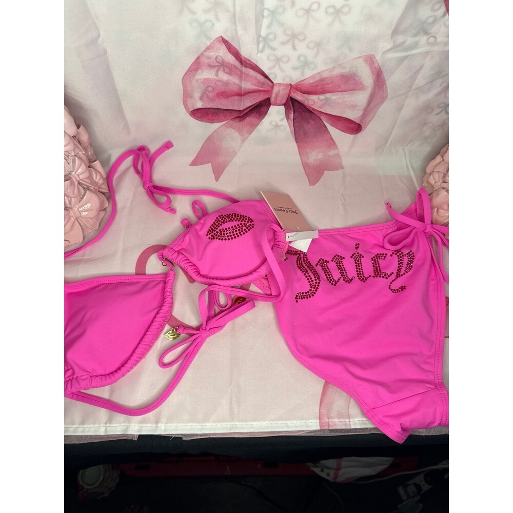 Juicy Couture Lip Print Bikini Swimsuit,  Medium